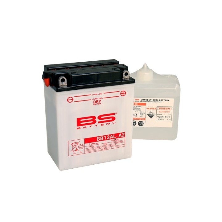 BS BATTERY BS akumulator BB12AL-A2 (YB12AL-A2) 12V 12AH 135X81X161 obsługowy - elektrolit osobno (165A) UE2019/1148 (4)