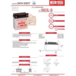 BS BATTERY BS akumulator BB3L-B (YB3L-B) 98X56X110 obsługowy - elektrolit osobno (30A) UE2019/1148 (6)