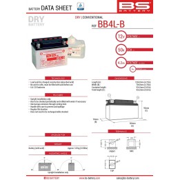 BS BATTERY BS akumulator BB4L-B (YB4L-B) 12V 4AH 121X71X93 obsługowy - elektrolit osobno (56A) UE2019/1148 (8)