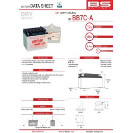 BS BATTERY BS akumulator BB7C-A (YB7C-A) 130X90X114 obsługowy - elektrolit osobno (85A) UE2019/1148 (6)