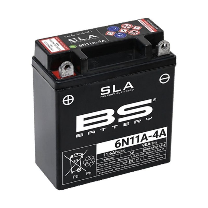 BS BATTERY BS akumulator 6N11A-4A (fa) 6V 11AH 121X58X130 bezobsługowy - zalany (90A) (10)