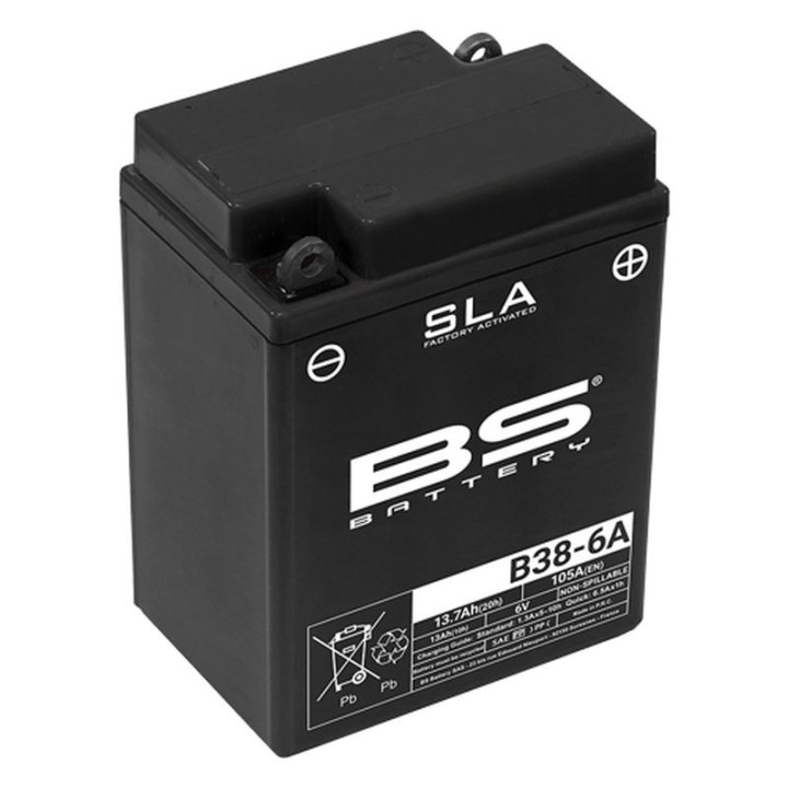 BS BATTERY BS akumulator B38-6A (fa) 6V 13AH 119X83X161 bezobsługowy - zalany (105A) (10)