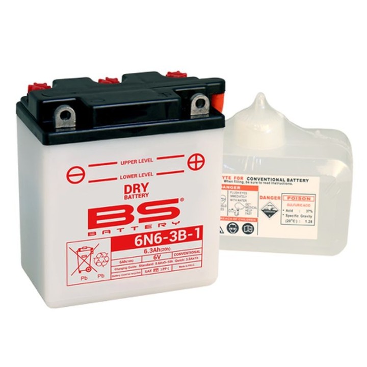BS BATTERY BS akumulator 6N6-3B-1 6V 4AH 99X57X111 obsługowy - elektrolit osobno UE2019/1148 (12)