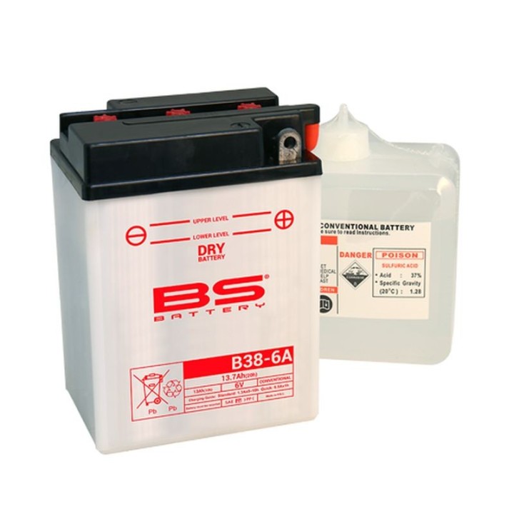 BS BATTERY BS akumulator B38-6A 6V 13AH 119X83X161 obsługowy - elektrolit osobno UE2019/1148 (4)