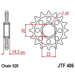 JT zębatka przednia z gumą bmw g 310 gs / r '16-'24 (std. -1) (JTF406,15RB) (łańc. 520)