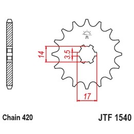JT zębatka przednia 504 14 kawasaki Z125 pro (BR125) '17-'18 (50414JT) (łańc. 420)