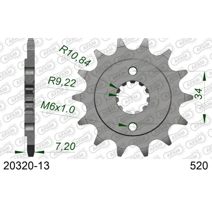AFAM 2026/04 zębatka przednia 2067 13 honda cbf 250, XR 250R (JTF1321.13) (łańc. 520)