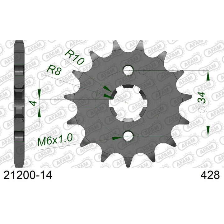 AFAM 2026/04 zębatka przednia 263 14 suzuki rm 80/85, yamaha xt 125 r/x;junak 125 (JTF1263.14) (łańc. 428)
