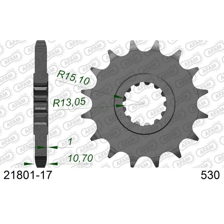 AFAM 2026/04 zębatka przednia 579 17 z gumą yamaha FZ1 '06-'15, R1 '04-'14, fj, xjr (JTF579.17RB) (łańc. 530)