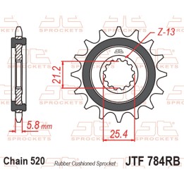 JT zębatka przednia z gumą cf moto nk 650 '16-'24, cl-x 700 '21-'25, benelli trk 702 / x euro 5 '23-'24, (łańc. 520)