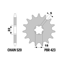PBR zębatka przednia 423 14 (łańc. 520) (made in italy)