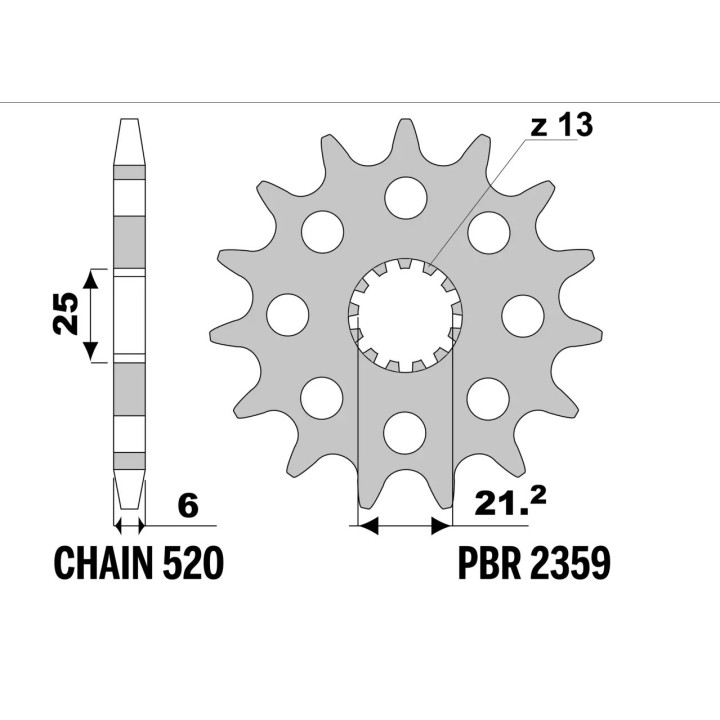 PBR zębatka przednia 2359 14 moto-morini x-cape, benelli TRK702X, cf moto NK400 / MT450 '24-, honds crf 250RX '24 (łańc. 520) (…