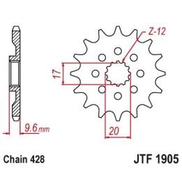 JT zębatka przednia 2084 13 ktm SX 85 18-24, husqvarna tc 85 18-24 (JTF1905.13)* (łańc. 428)