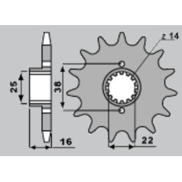 CHT zębatka przednia 2050 14 ducati 748/916/944/996 1000