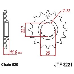 JT zębatka przednia 2180 11 polaris 250/300/325/400/500 (218011JT) (łańc. 520)