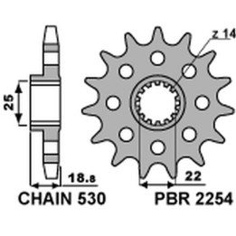 PBR zębatka przednia 2254 14 18NC ducati 1200 multistrada 10-15, (łańc. 530) (made in italy)