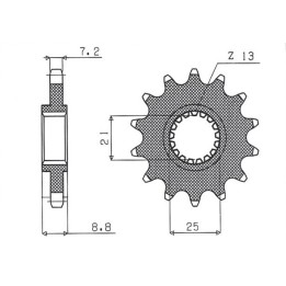 SUNSTAR zębatka przednia 2137 16 kawasaki ZX9R '02-'03, z 1000 '03-'06 (JTF1537.16) (łańc. 525) (213716JT)