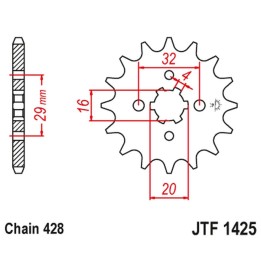 JT zębatka przednia 425 15 suzuki gsxr 125 17-18, rg 80 86-87, gsx 125S 17-18 (JTF1425.15) (łańc. 428) - zastępuje JTF425.15