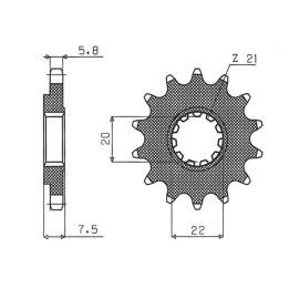 SUNSTAR zębatka przednia 2120 14 honda cr 125R '04-'07, crf 250R/X '04-'17 (JTF1323.14) (łańc. 520) (212014JT)
