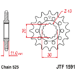JT zębatka przednia 2091 15 z gumą yamaha FZ8 '10-'15, mt 09 '14-'20, mt 07 '14-'24 tdm 900 '02-'13 tenere 700 19-, R1 '15'-24,…