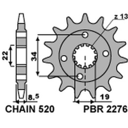 PBR zębatka przednia 2276 14 ktm 390 duke '13-'18, 390 rc '14-'18 (JTF1908.14) (łańc. 520) (227614JT) (made in italy)