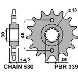 PBR zębatka przednia 339 16 honda vfr 800 '02-'14 (JTF339.16) (łańc. 530) (33916JT) (made in italy)