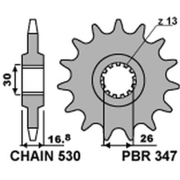 PBR zębatka przednia 347 16 honda cbr 1000RR '04-'16, cbf 1000, cbr 900/929/954 (JTF333.16) (łańc. 530) (34716JT) (made in ital…