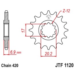 JT zębatka przednia 600M15 silnik AM6 (JTF1120,15) (łańc. 420)