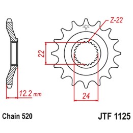 JT zębatka przednia 405 16 aprilia 600 '85-'87 (40516JT) (łańc. 520)