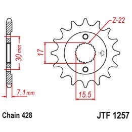 JT zębatka przednia 332M 14 honda CR80/85 (332M14JT) (łańc. 428)