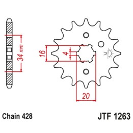 JT zębatka przednia 263 12 suzuki rm 80/85, yamaha xt 125 r/x (26312JT) (łańc. 428)