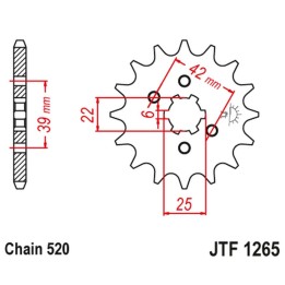 JT zębatka przednia 265 12 honda xl 250S '78-'81, xl 250K '76-'77 (26512JT) (łańc. 520) na zamówienie