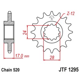 JT zębatka przednia 295M 15 honda cbr 600 F2/F3 '91-98' (295M15JT) (łańc. 520) konwersja