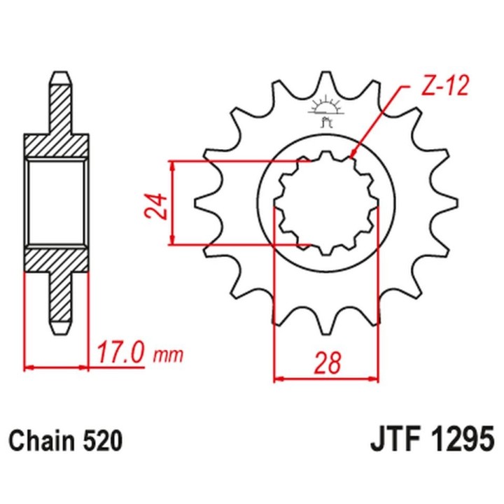 JT zębatka przednia 295M 15 honda cbr 600 F2/F3 '91-98' (295M15JT) (łańc. 520) konwersja