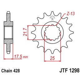 JT zębatka przednia 2048 17 honda cbr 250 '90-00' vt/vtr 250 '89-90' (204817JT) (łańc. 428)