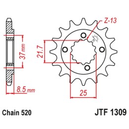 JT zębatka przednia 350 16 honda XR 600R '91-'00, trx 400EX /x '05-'14 polaris predator 500 '03-07' (35016JT) (łańc. 520)