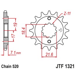 JT zębatka przednia 2067 12 honda cbf 250, XR 250R (206712JT) (można stosować jako 2506 12 oraz 2261 12) (łańc. 520)
