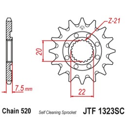 JT zębatka przednia 2120 14 honda cr 125R '04-'07, crf 250R/X '04-'17 samooczyszczająca (212014JT) (łańc. 520)