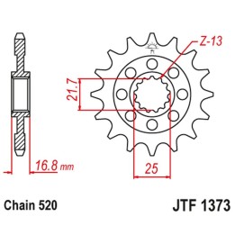 JT zębatka przednia 2042 16 honda nc 750X/S/DCT '14-'15, integra 750 dct '14-'15 (204216JT) (łańc. 520)