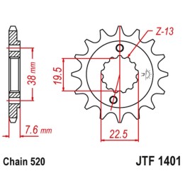 JT zębatka przednia 2116 16 suzuki ltr 450 '06-'12, ltz 400 '03-'13, rmx 450 '10-'13, kawasaki kfx 400, hyosung te 450 (211616J…