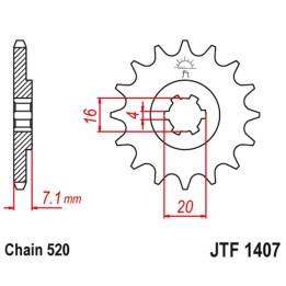 JT zębatka przednia 422 10 kawasaki ksf/kxf 80 '03-06', suzuki lt 80 '89-06' (42210JT) (łańc. 520)
