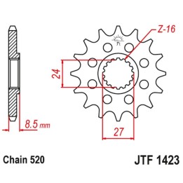 JT zębatka przednia 2192 15 suzuki gsxr 1000 '09-16' (219215JT) (łańc. 520) konwersja