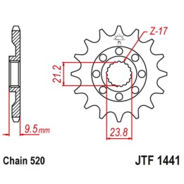 JT zębatka przednia 2133 15 suzuki rmz 450 '05-'12 (213315JT) (łańc. 520)
