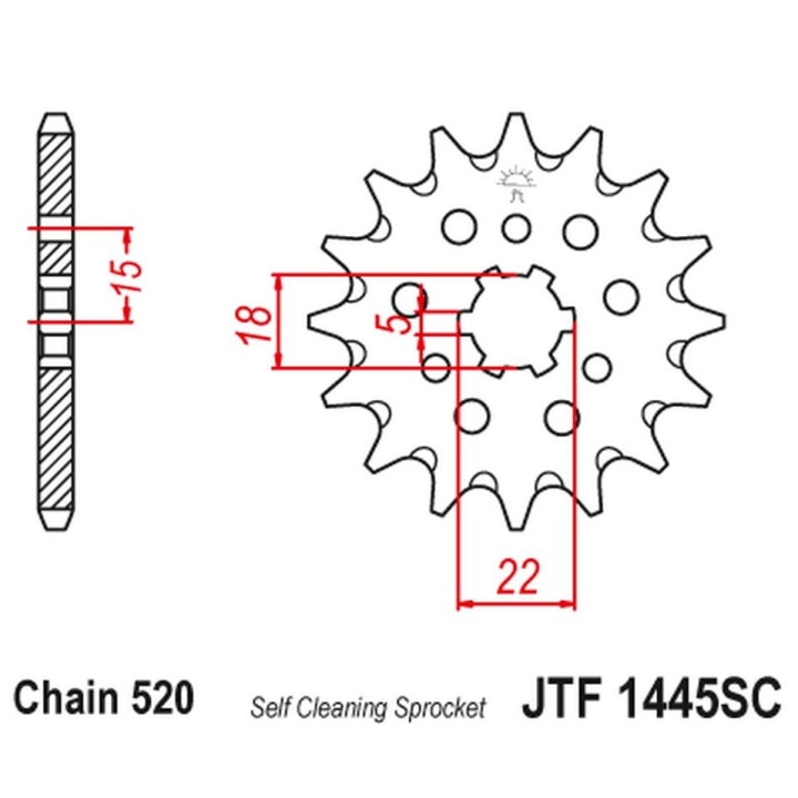 JT zębatka przednia 423 13 kawasaki kx 125 '94-'07 samooczyszczająca (42313JT) (łańc. 520)