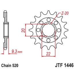 JT zębatka przednia 2146 13 kawasaki kxf 250 '06-'17 (214613JT) (łańc. 520)