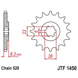 JT zębatka przednia 436 13 suzuki lt 500 '88-92', rm 465 '81-82', rm 500 '83-84' (43613JT) (łańc. 520)