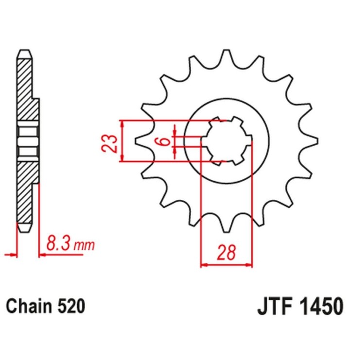 JT zębatka przednia 436 14 suzuki lt 500 '88-92', rm 465 '81-82', rm 500 '83-84' (43614JT) (łańc. 520)