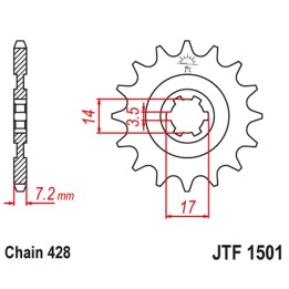 JT zębatka przednia 2054 13 kawasaki klt/klf 110 '84-88', klx 140 '08-20' (205413JT) (łańc. 428)