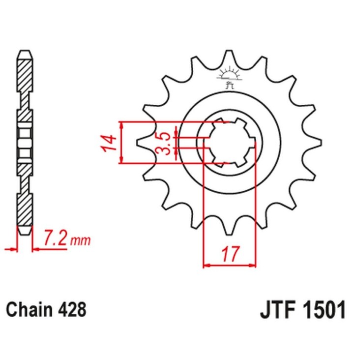 JT zębatka przednia 2054 13 kawasaki klt/klf 110 '84-88', klx 140 '08-20' (205413JT) (łańc. 428)