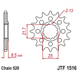 JT zębatka przednia 2179 15 kawasaki zx 10R 04-18 (217915JT) (przejście na łańcuch 520)